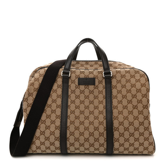 Gucci Monogram Dollar Calfskin Boston Duffle Bag Beige Ebony Testa di Moro Marrone Scuro 1 of 10