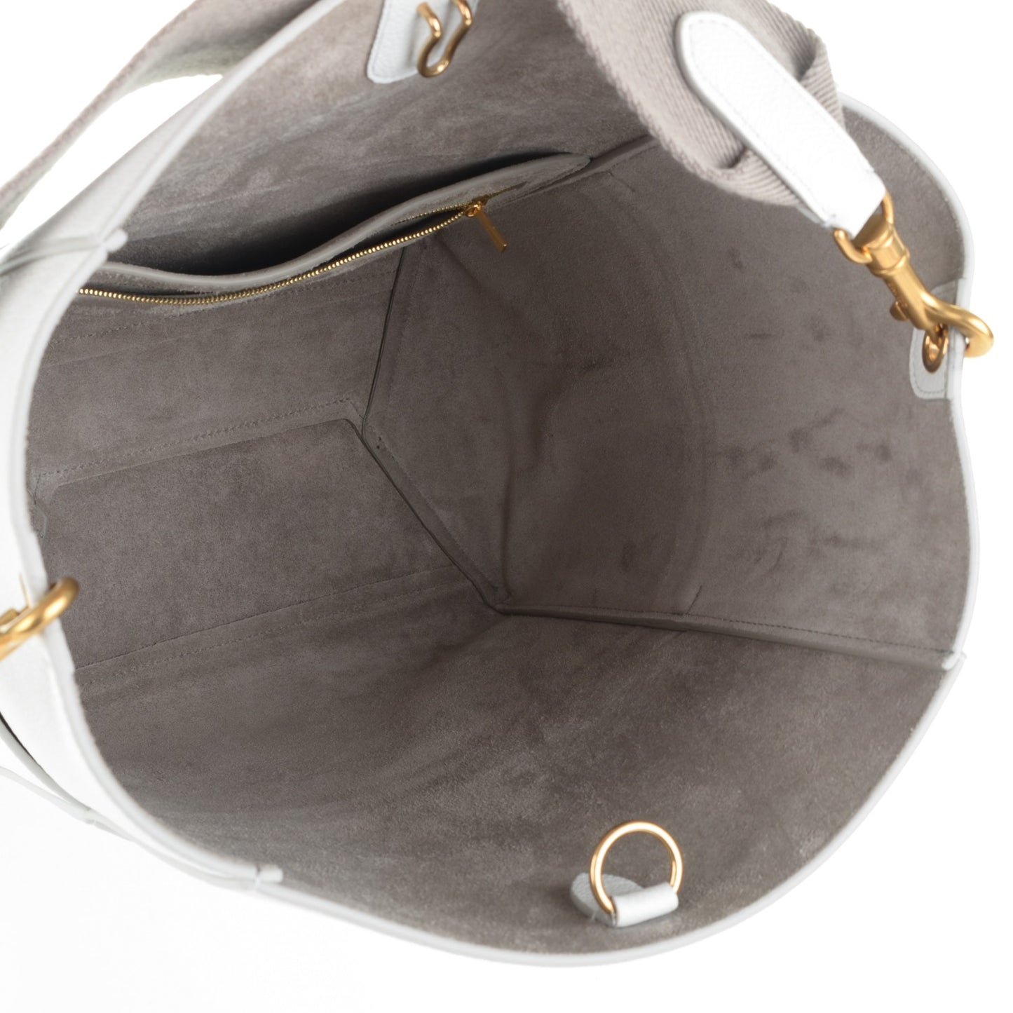 Soft Grained Calfskin Sangle Bucket Bag White