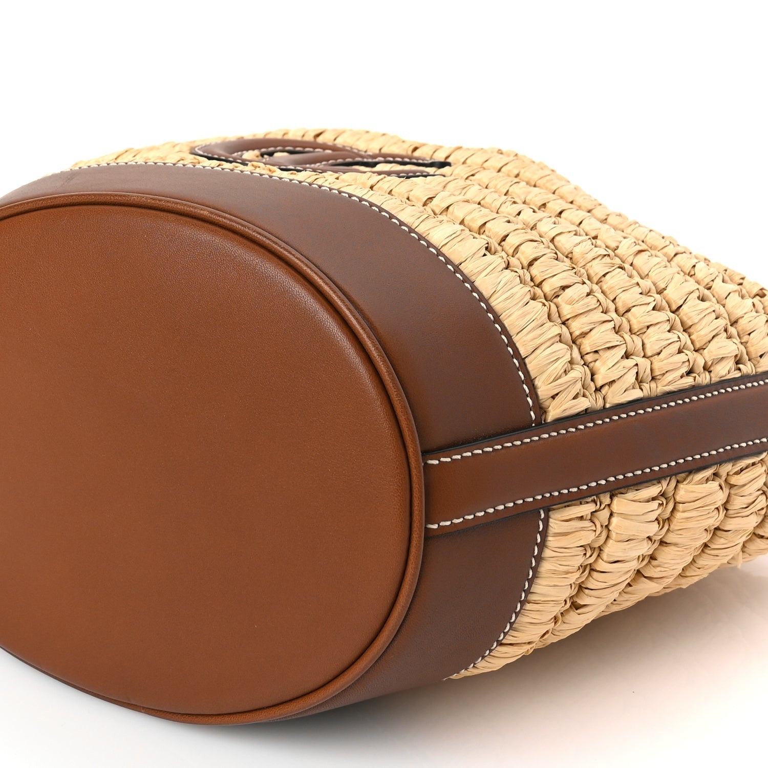 Gucci Raffia Calfskin Woven Mini Bucket Bag Brown 8 of 8