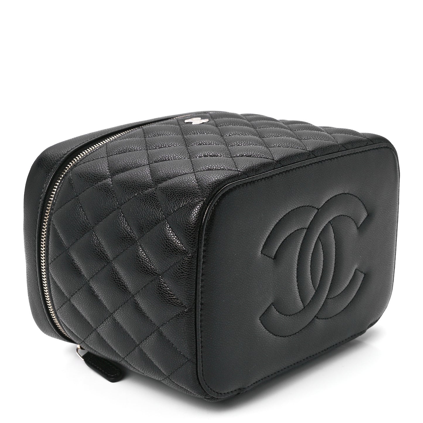 Caviar Quilted Large Vanity Pouch Black