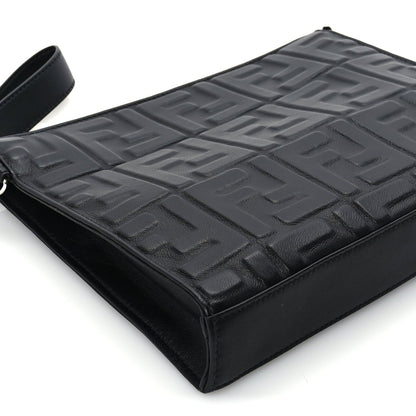 Fendi Vitello Grace FF 1974 Embossed Flat Pouch  Black 8 of 9