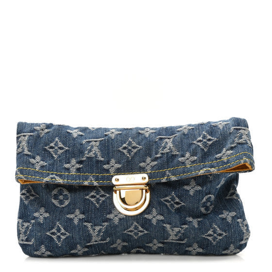 Louis Vuitton Monogram Denim Pochette Plat Clutch Blue 1 of 1