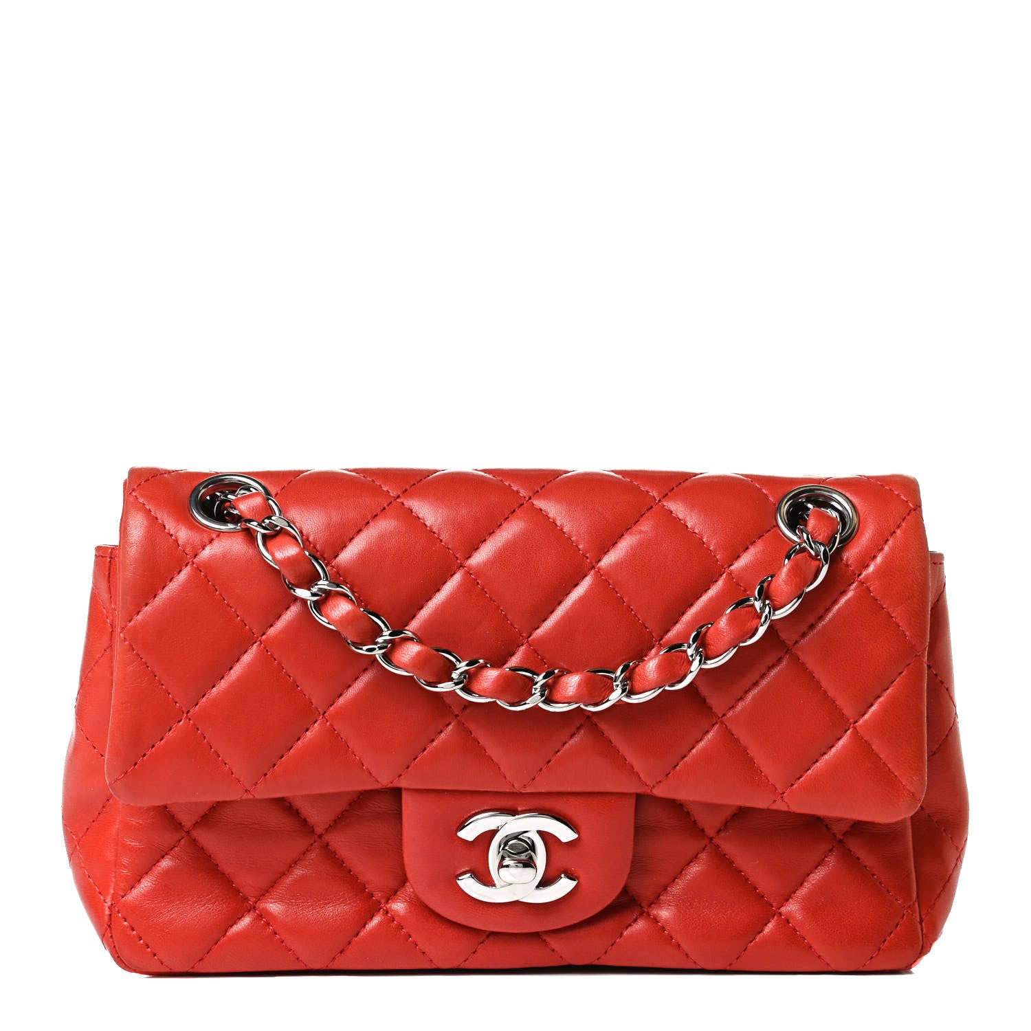 Chanel Lambskin Quilted Mini Rectangular Flap Red 1 of 16