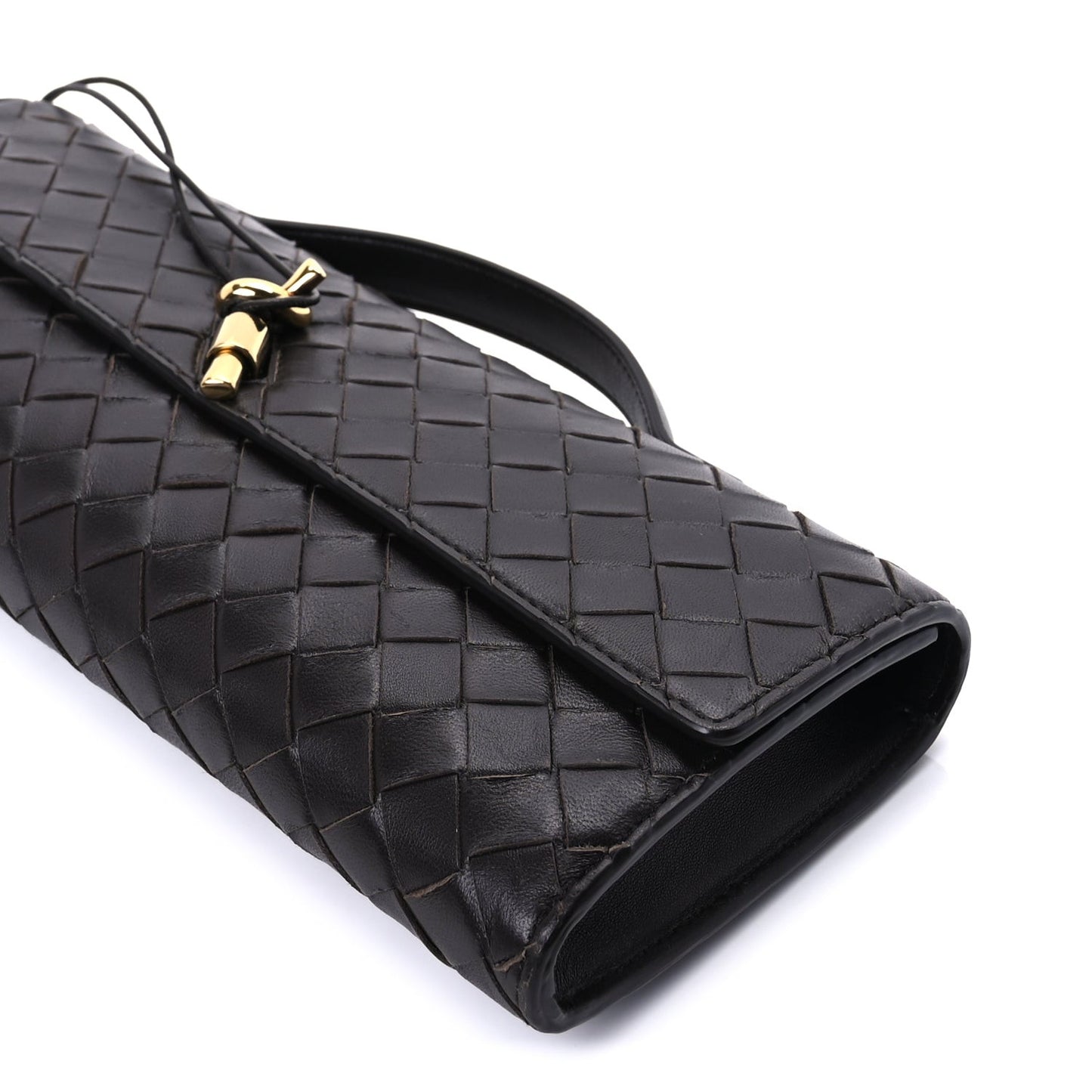 Nappa Intrecciato Long Andiamo Top Handle Clutch Dark Barolo