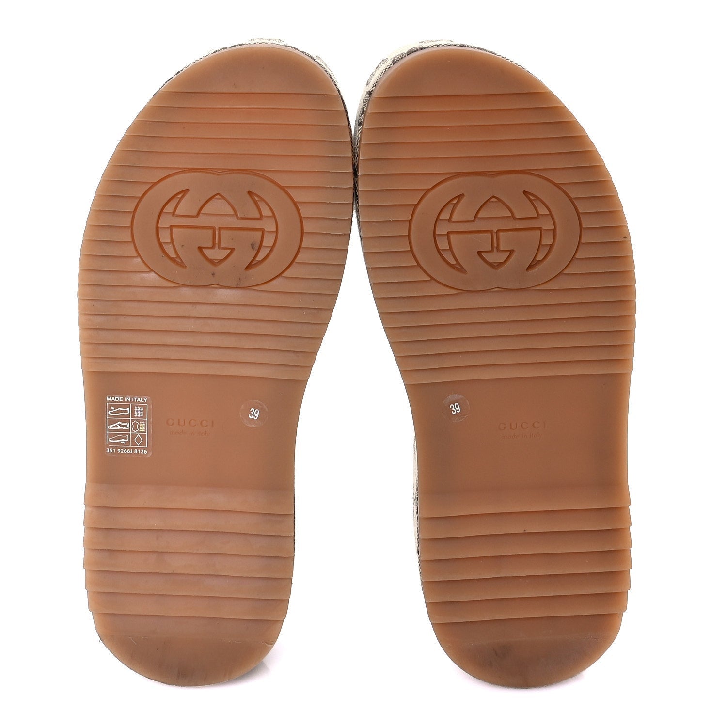 Gucci Monogram Maxi GG Angelina Platform 55mm Slide Sandals 39  Camel Ebony 6 of 8