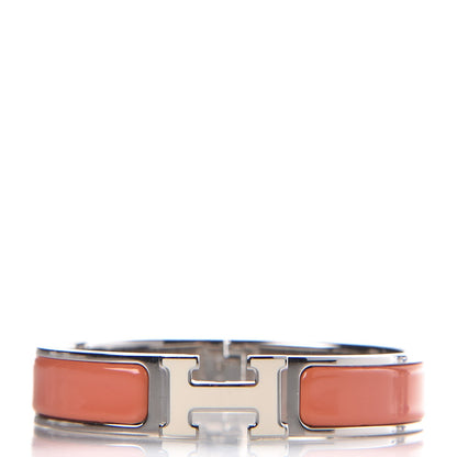Hermes Enamel Narrow Clic Clac H Bracelet PM Mango Blanc White 1 of 4