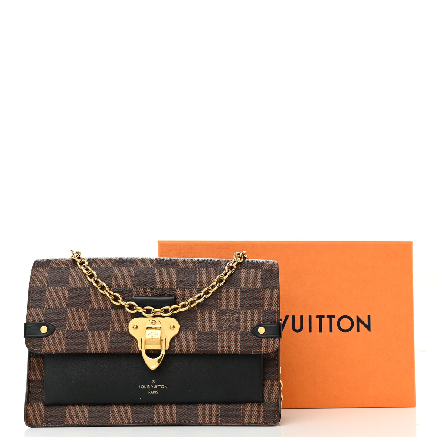 Damier Ebene Vavin Chain Wallet Black