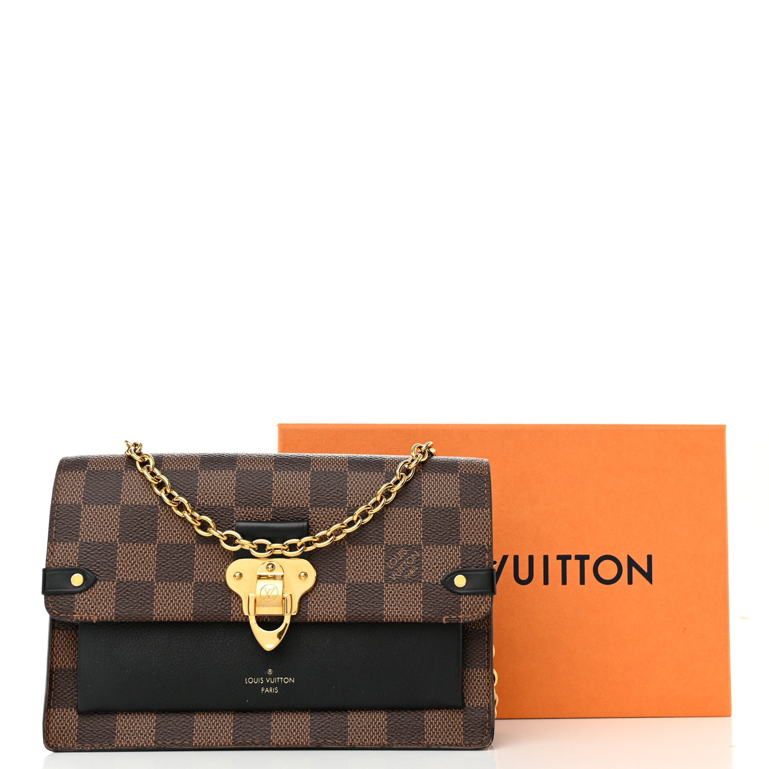 Louis Vuitton Damier Ebene Vavin Chain Wallet Black 10 of 10