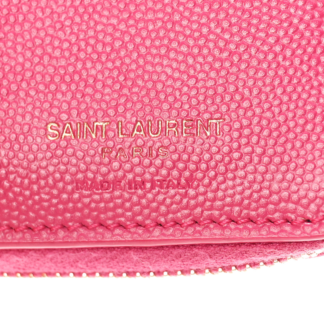 Grain De Poudre Matelasse Chevron Monogram Compact Zip Around Wallet Fuxia Couture