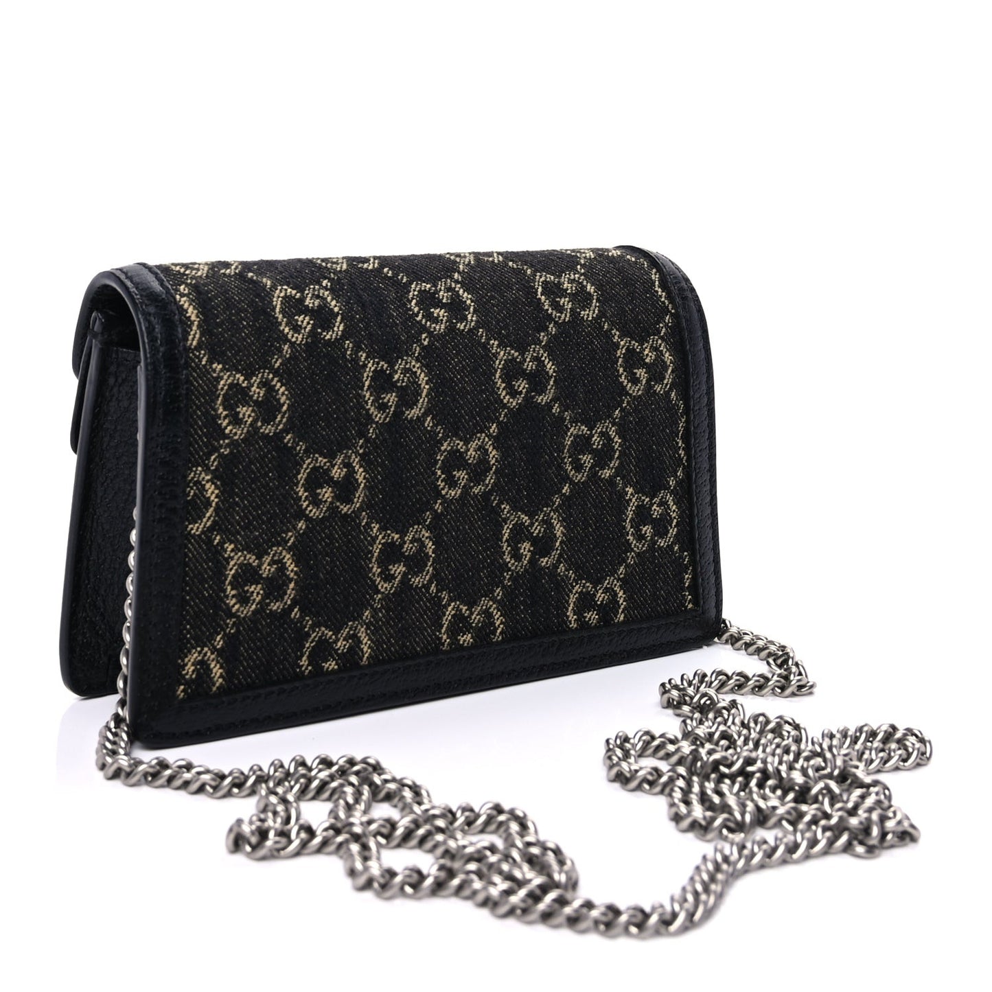 Jacquard Black Denim GG Monogram Super Mini Dionysus Shoulder Bag Black Ivory
