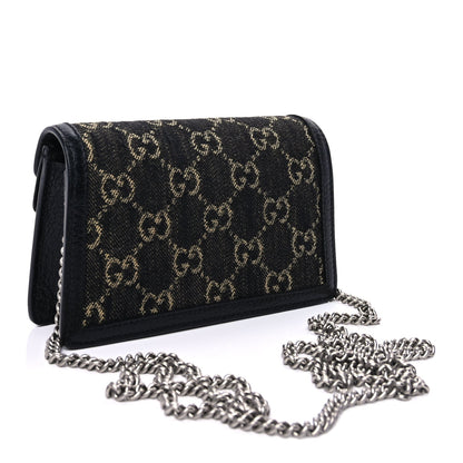Gucci Jacquard Black Denim GG Monogram Super Mini Dionysus Shoulder Bag Black Ivory 2 of 8