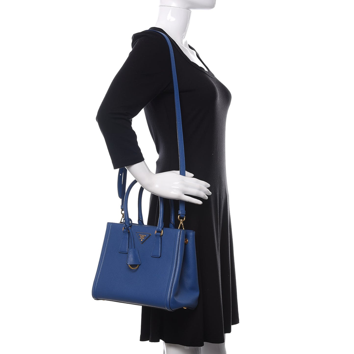 Saffiano Lux Small Tote Azzurro
