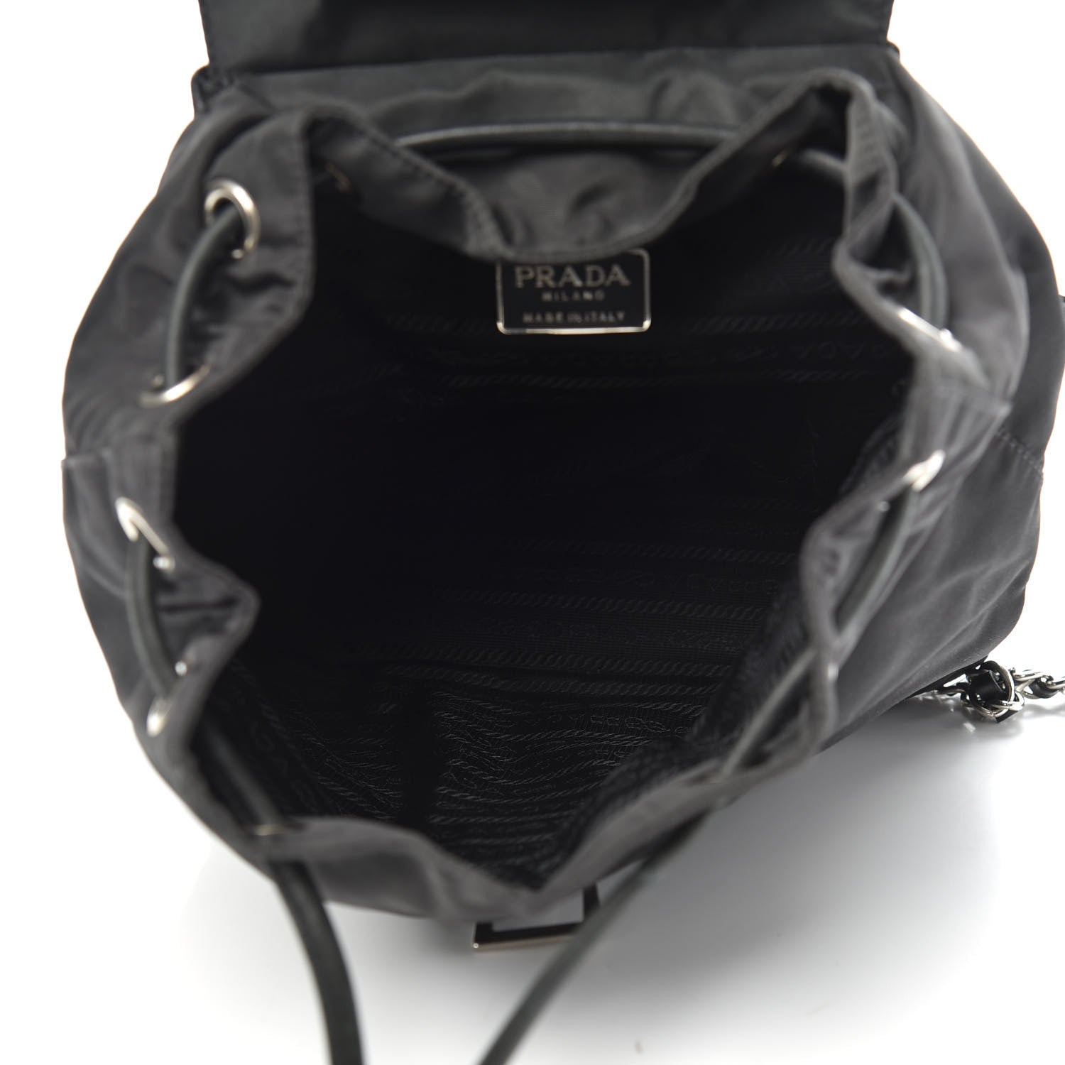 Prada Tessuto Nylon Chain Backpack Asfalto 4 of 9