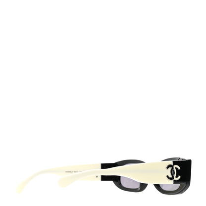 Chanel Acetate Rectangle Sunglasses 5525 Black White 4 of 7