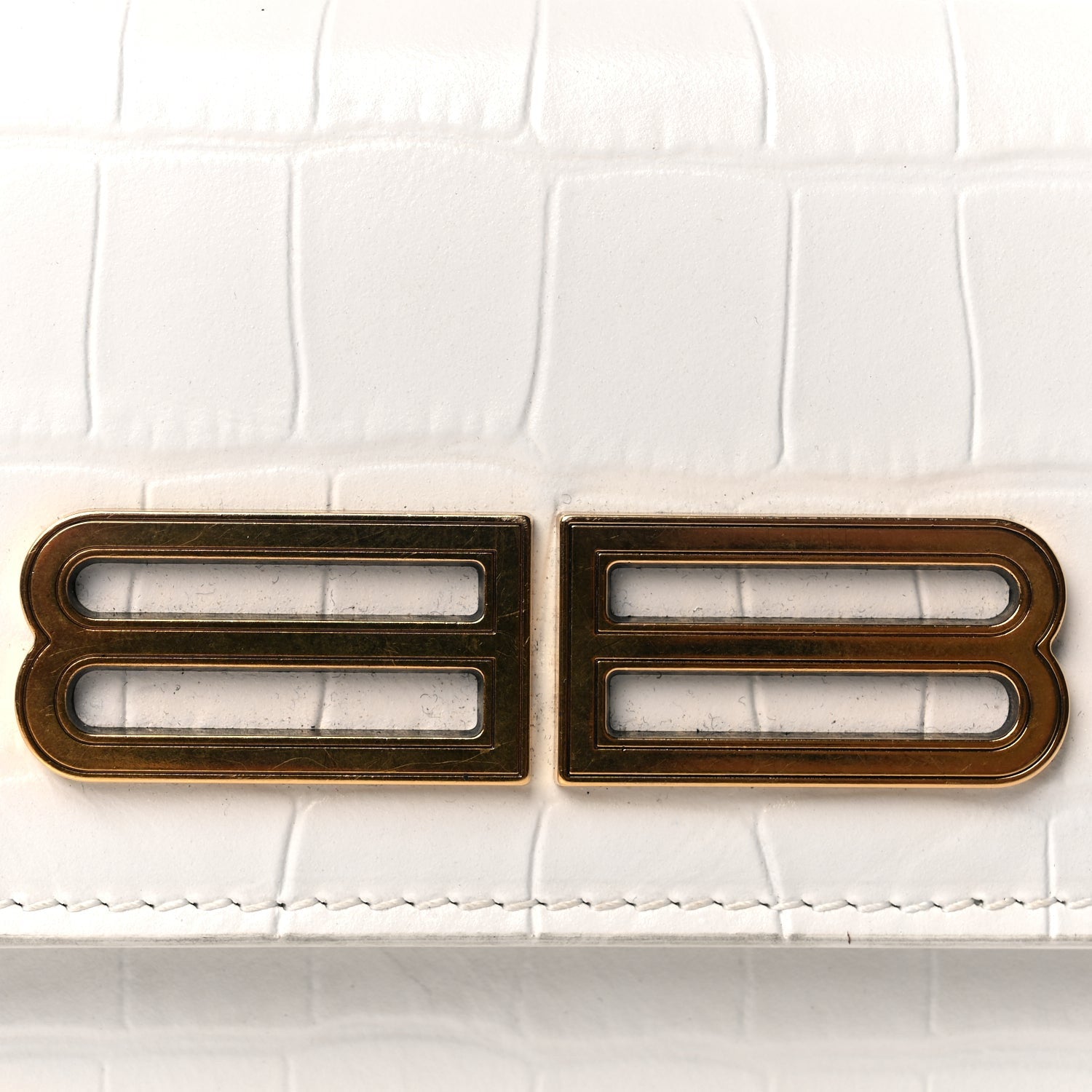 Balenciaga Extra Supple Calfskin Crocodile Embossed Gossip Wallet On Chain Optic White 6 of 8