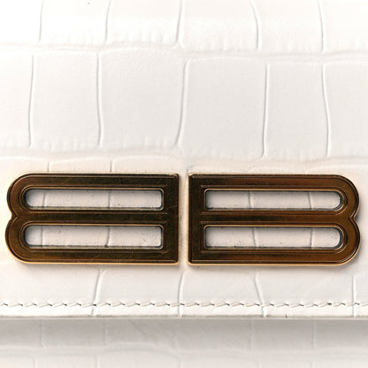 Balenciaga Extra Supple Calfskin Crocodile Embossed Gossip Wallet On Chain Optic White 6 of 8