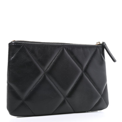 Chanel Shiny Goatskin Quilted Small Chanel 19 Pouch Black 3 of 8
