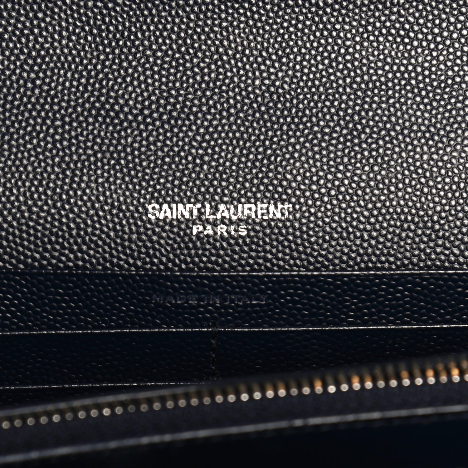Saint Laurent Grain De Poudre Matelasse Chevron Monogram Envelope Chain Wallet Deep Marine 6 of 10