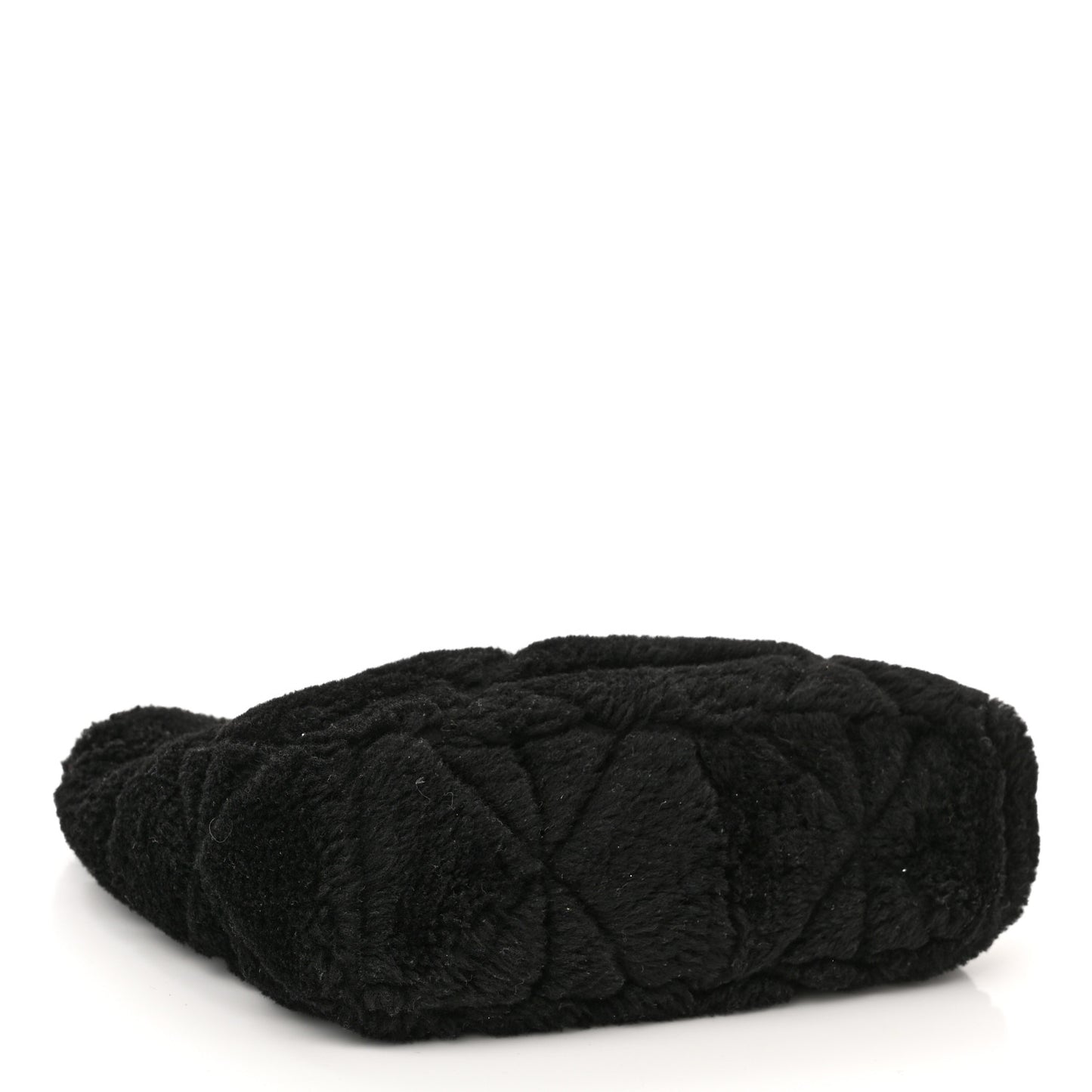 Shearling Nappa Triangle Quilted Patchwork System Shoulder Bag Black