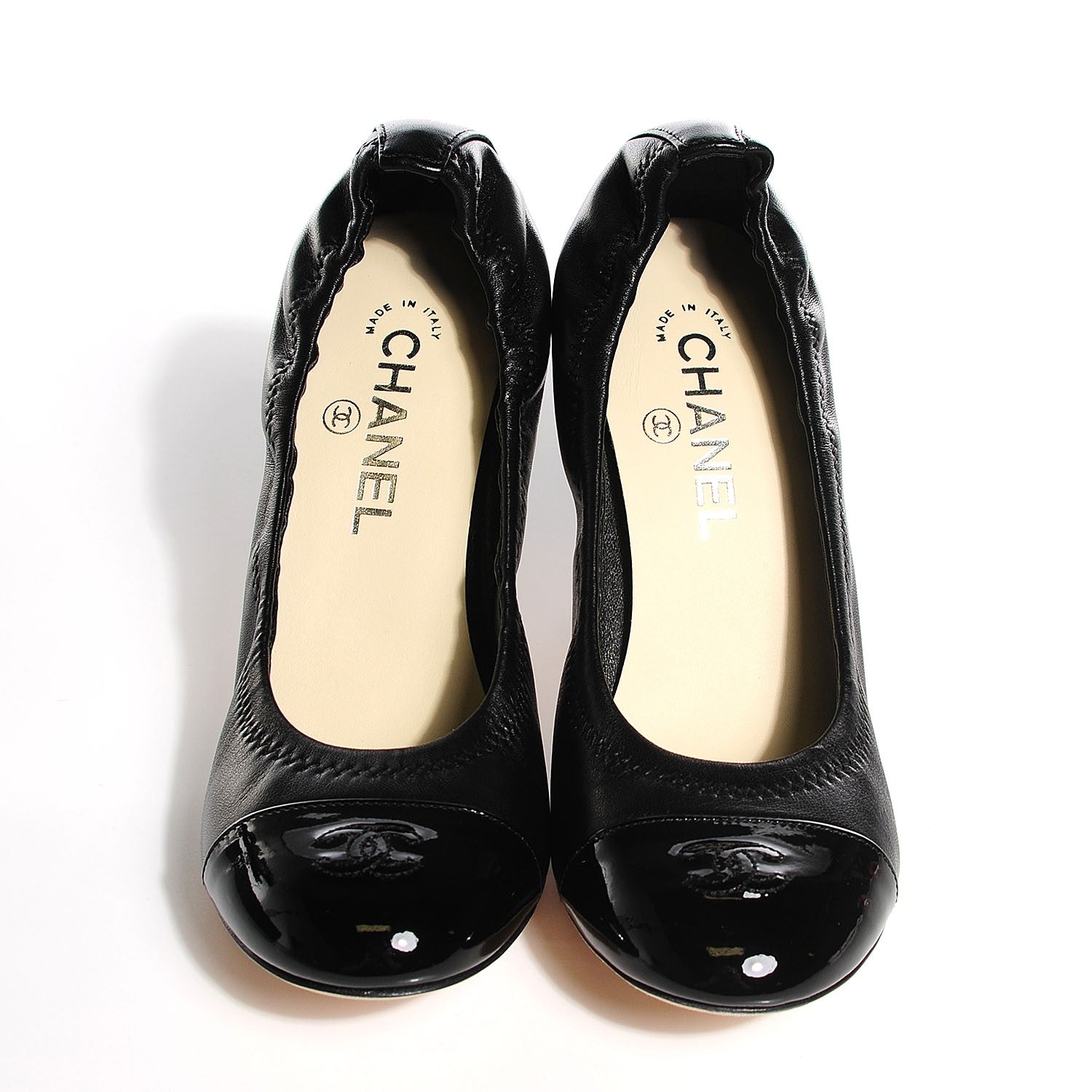 Chanel Lambskin Patent CC Elastic Pumps 39 Black 2 of 8
