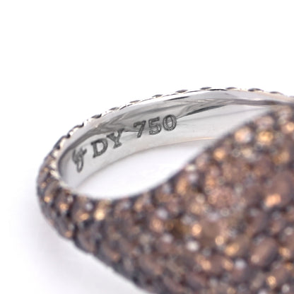 David Yurman 18K White Gold Cognac Diamond 13mm Pave Pinky Ring 45 3.5 5 of 6