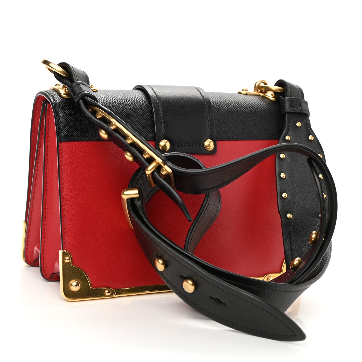 Prada City Calfskin Saffiano Cahier Bag Fuoco Black 3 of 7