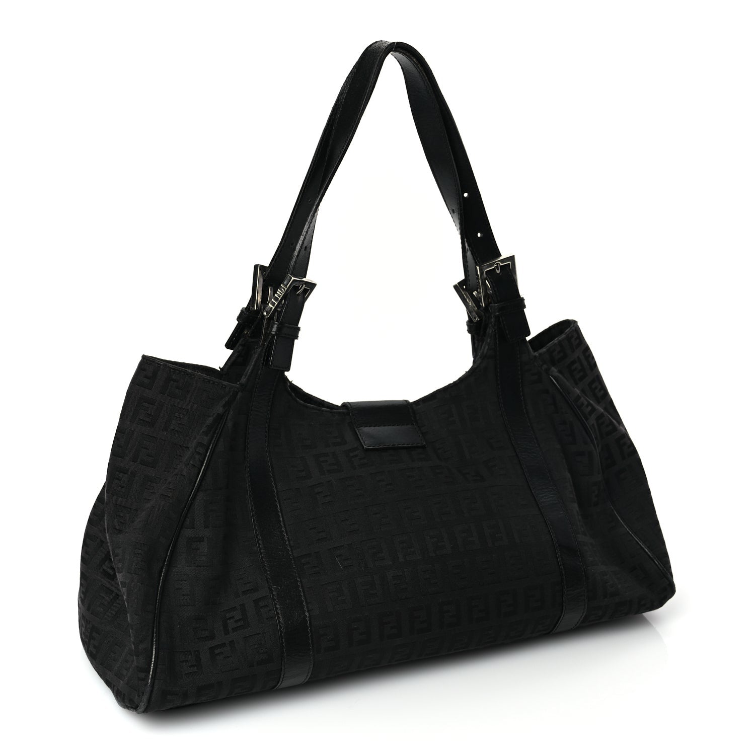Fendi Zucchino Vitello Shoulder Bag Black 2 of 8