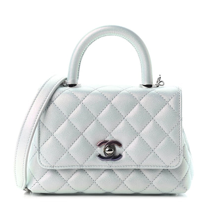 Chanel Iridescent Caviar Quilted Extra Mini Coco Handle Flap Light Blue 1 of 9