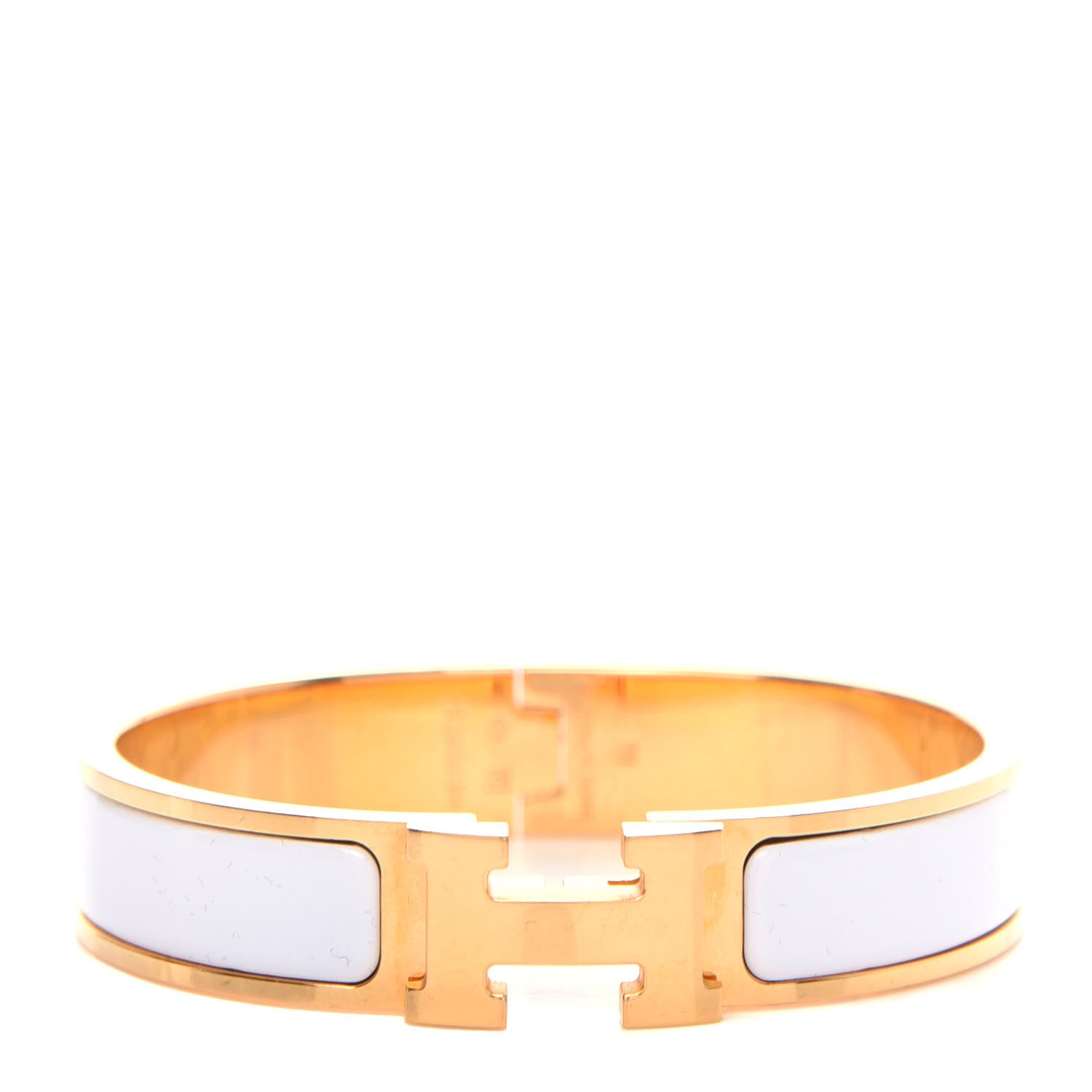 Hermes Enamel Narrow Clic Clac H Bracelet PM White 1 of 5
