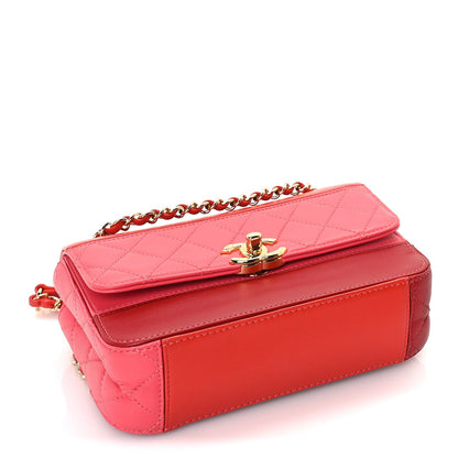 Chanel Lambskin Calfskin Quilted Shoulder Flap Bag  Red 3 of 9