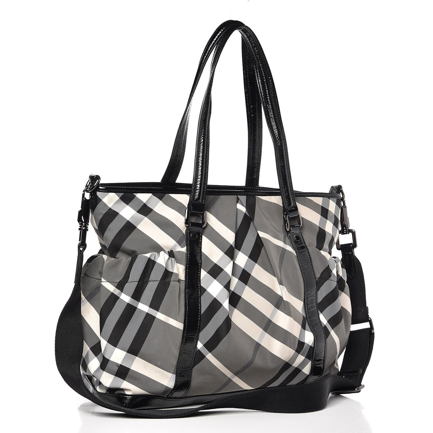 Nylon Beat Check Diaper Bag Black