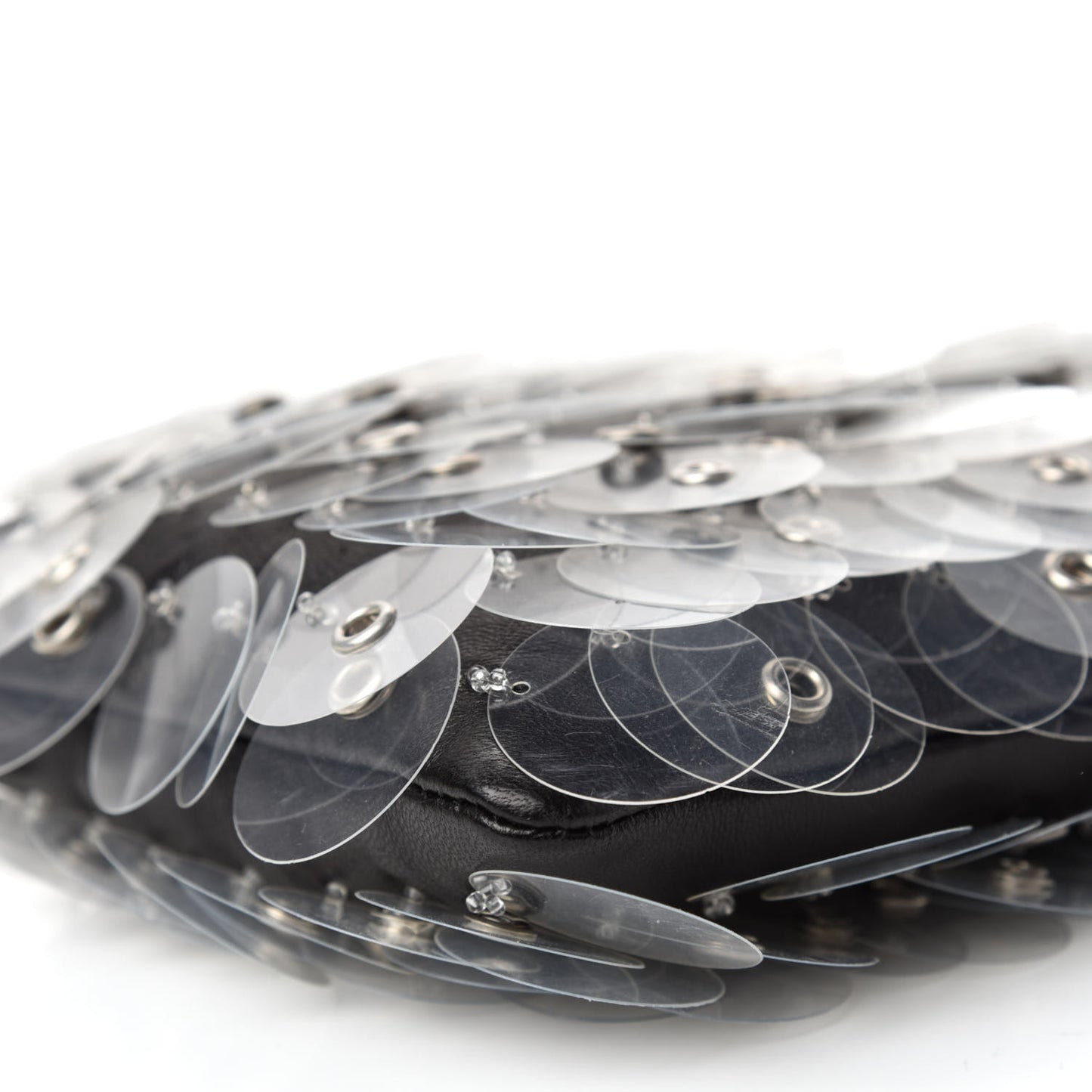 Calfskin Chained Sequin Crossbody Black Transparent