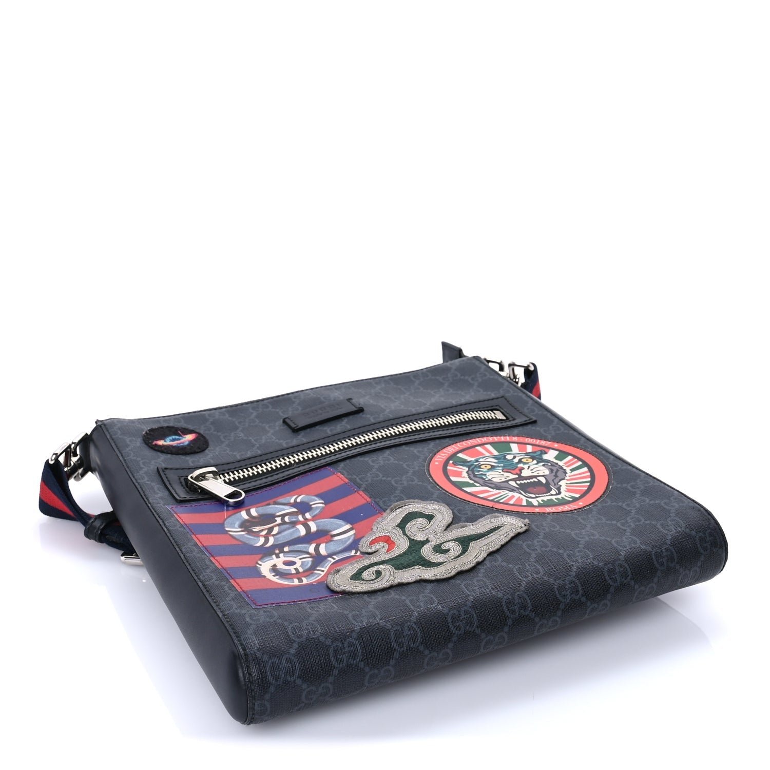 Gucci GG Supreme Monogram Night Courrier Flat Messenger Bag Black Multicolor 3 of 7