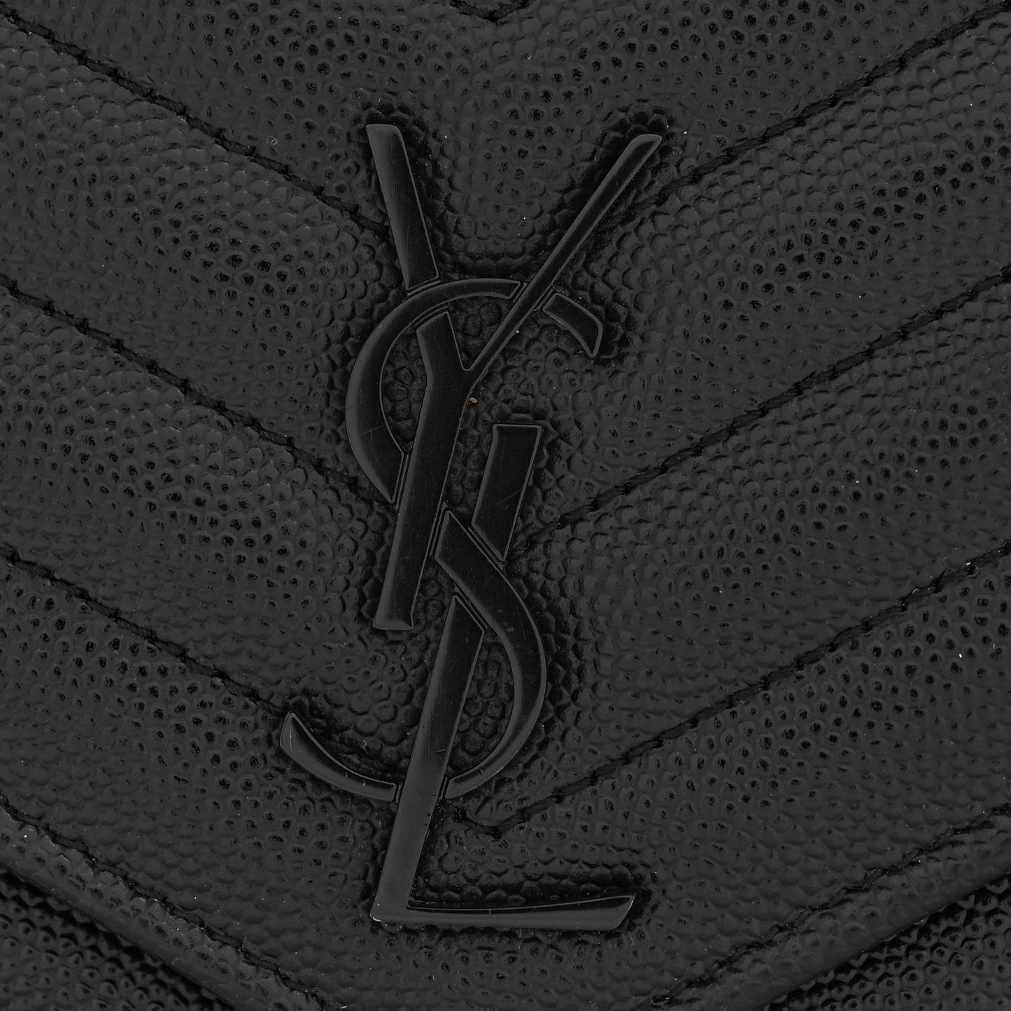 Grain De Poudre Matelasse Chevron Monogram Monochrome Envelope Chain Wallet Black