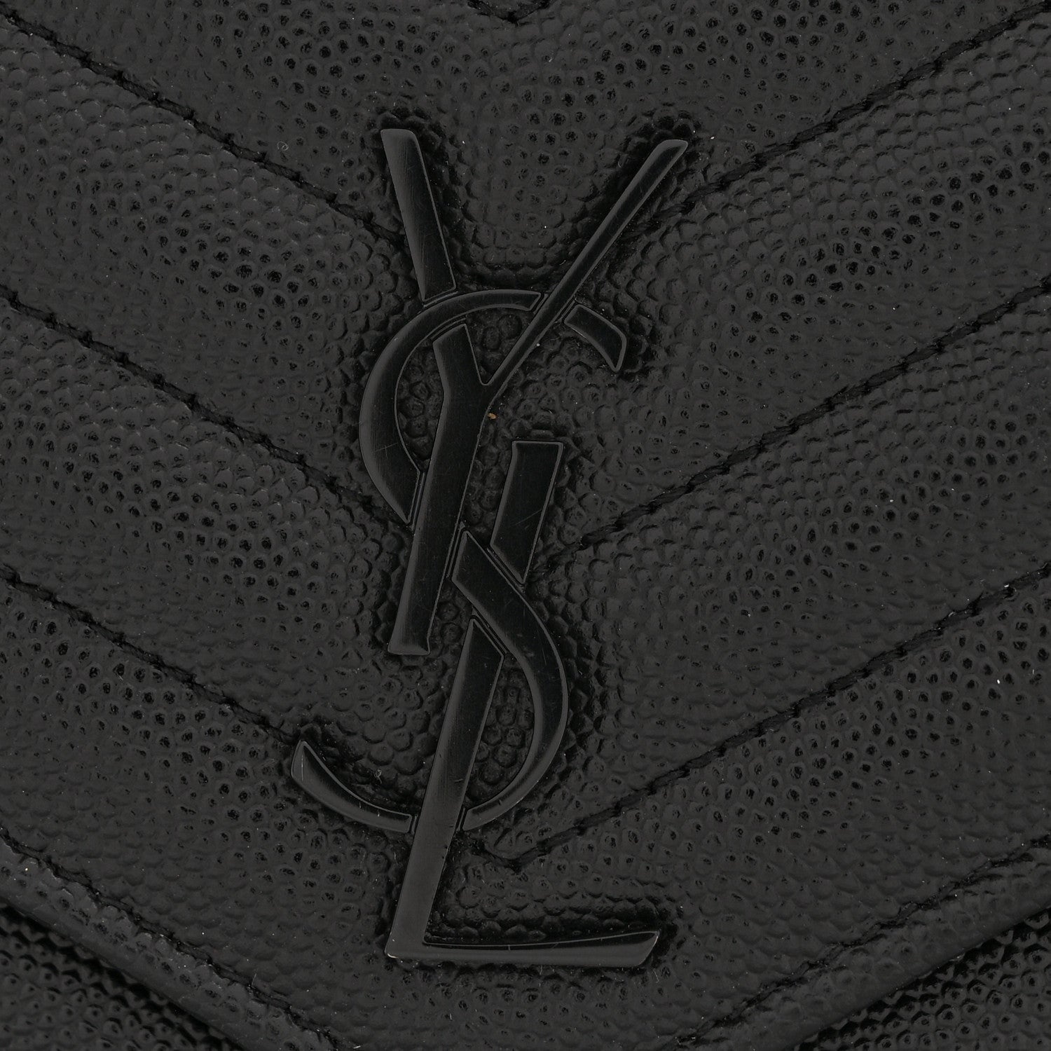 Saint Laurent Grain De Poudre Matelasse Chevron Monogram Monochrome Envelope Chain Wallet Black 13 of 13