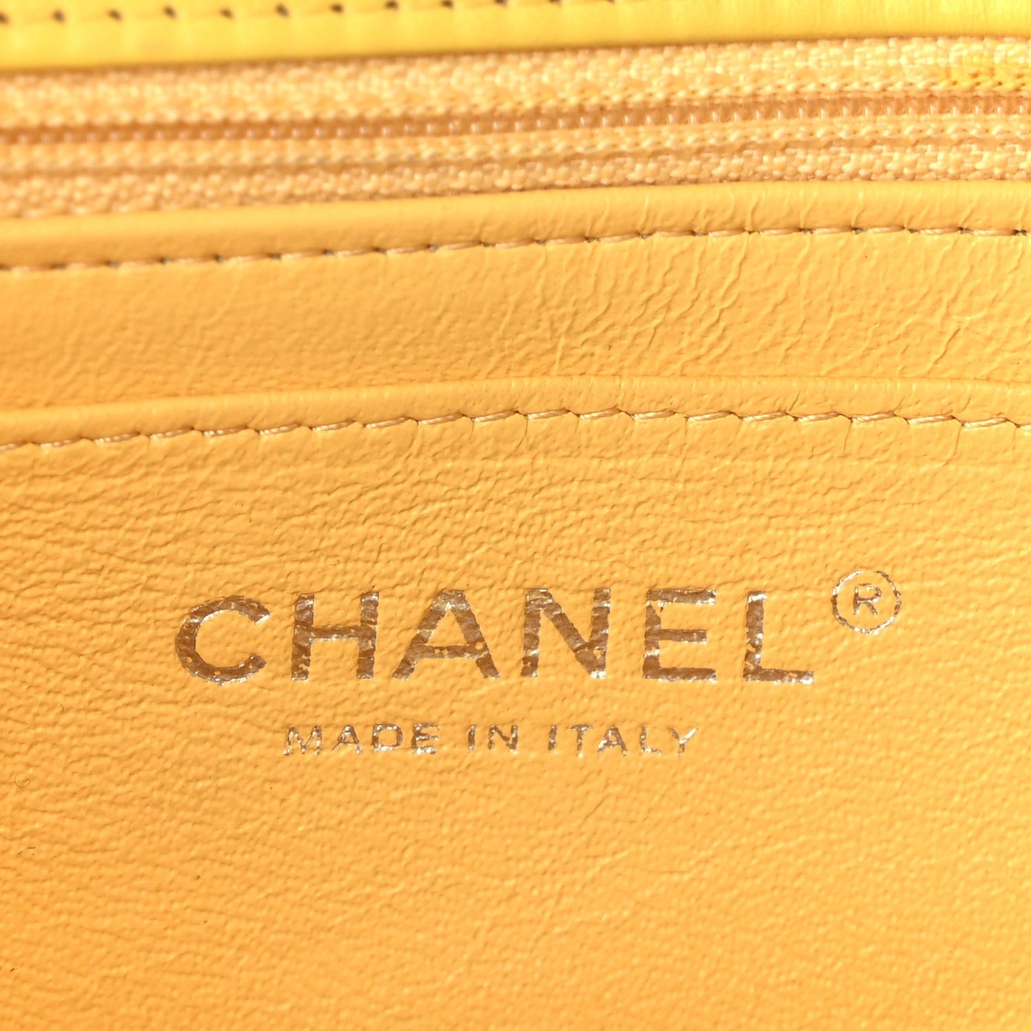 Patent Chevron Quilted Mini Rectangular Flap  Yellow