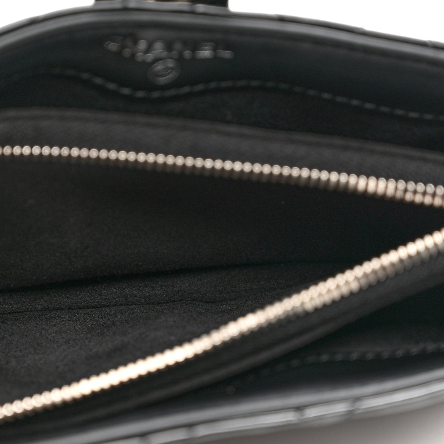 Chanel Patent Quilted Mini Phone Holder Clutch Black 5 of 8