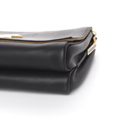 Fendi Calfskin Paris Pequin Small Shoulder Bag Black 9 of 10