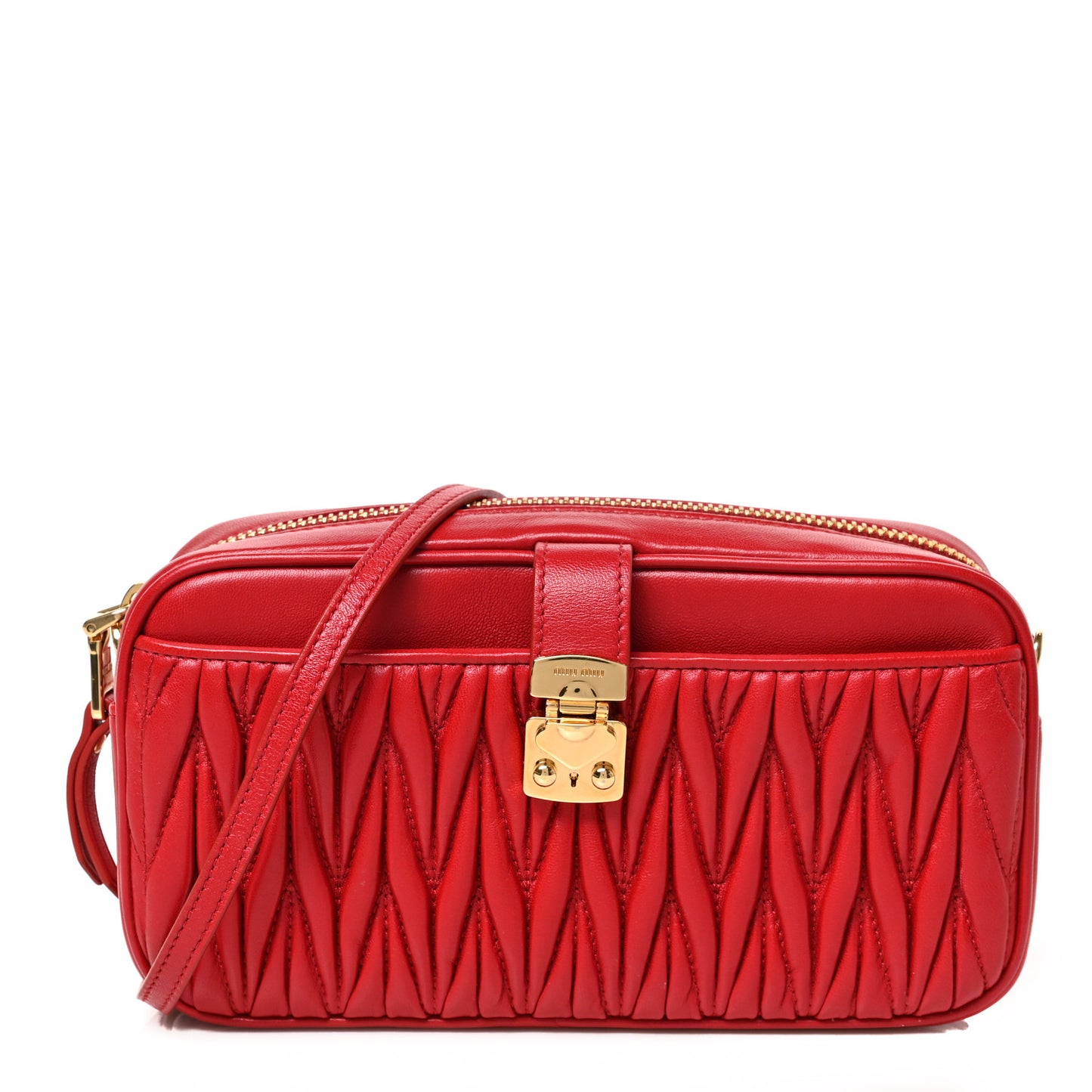 Nappa Matelasse Zip Shoulder Bag Fuoco