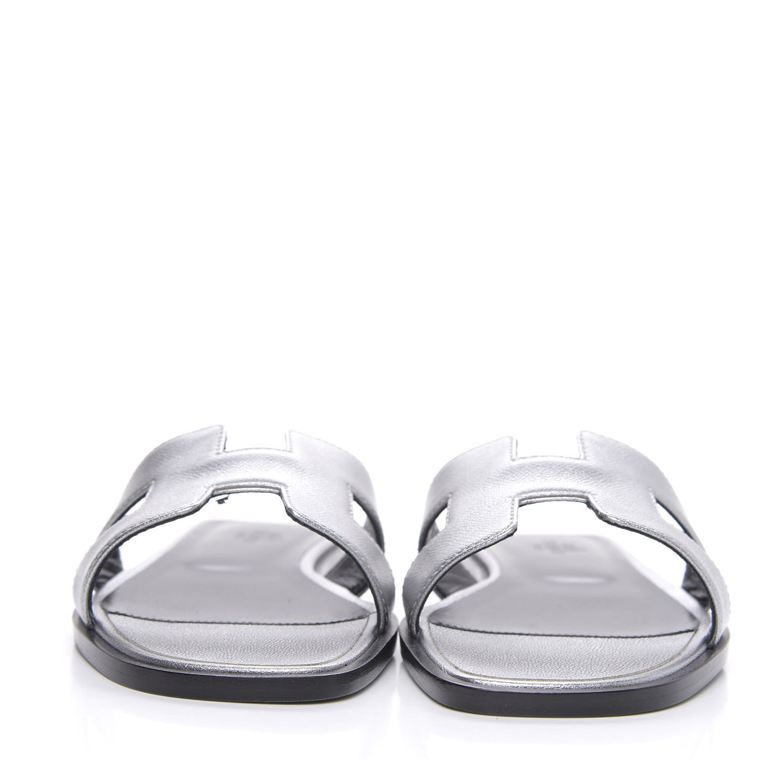 Hermes Metallic Madame Calfskin Oran Sandals 36.5 Argent 2 of 8