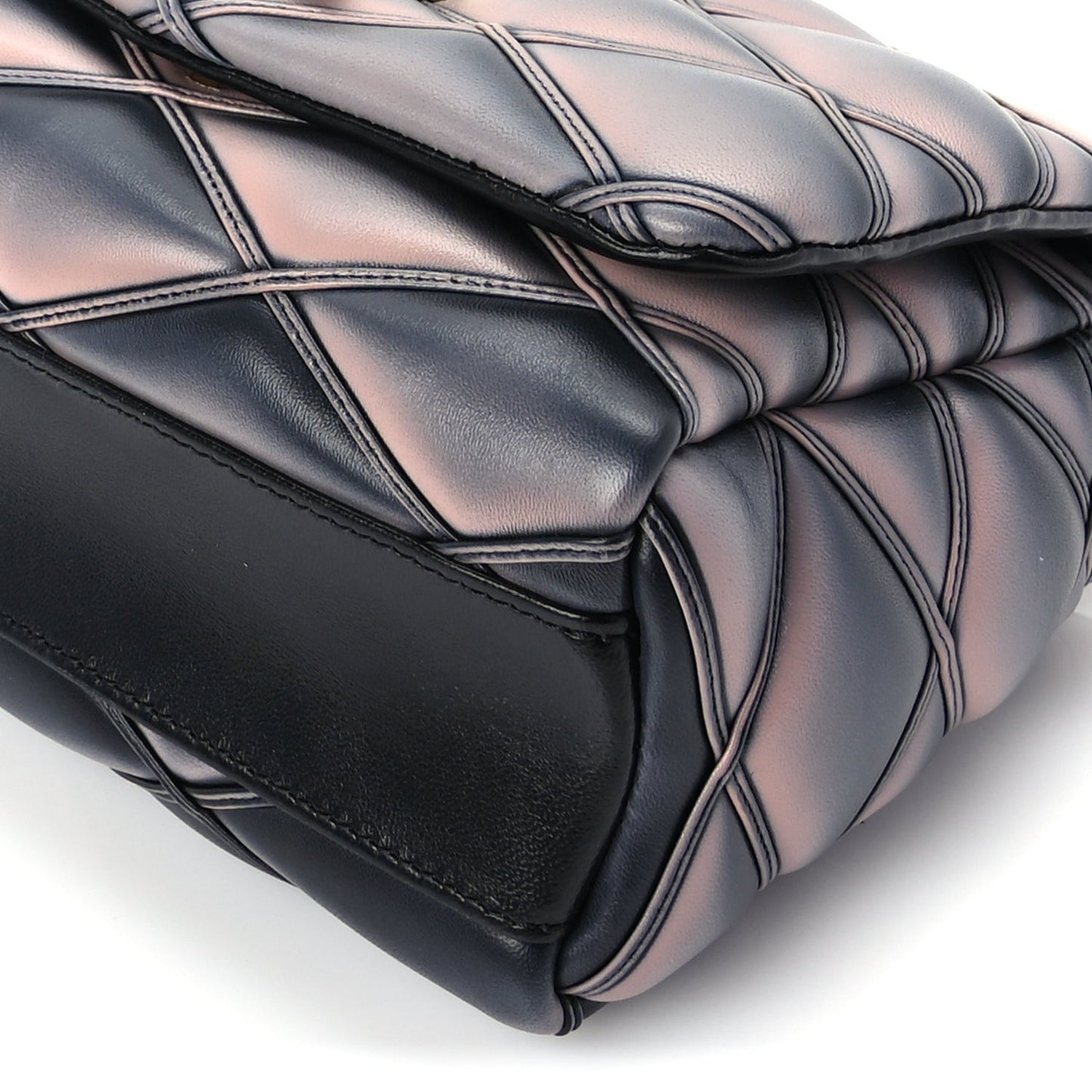Lambskin Malletage Top Handle GO-14 MM  Black Pink