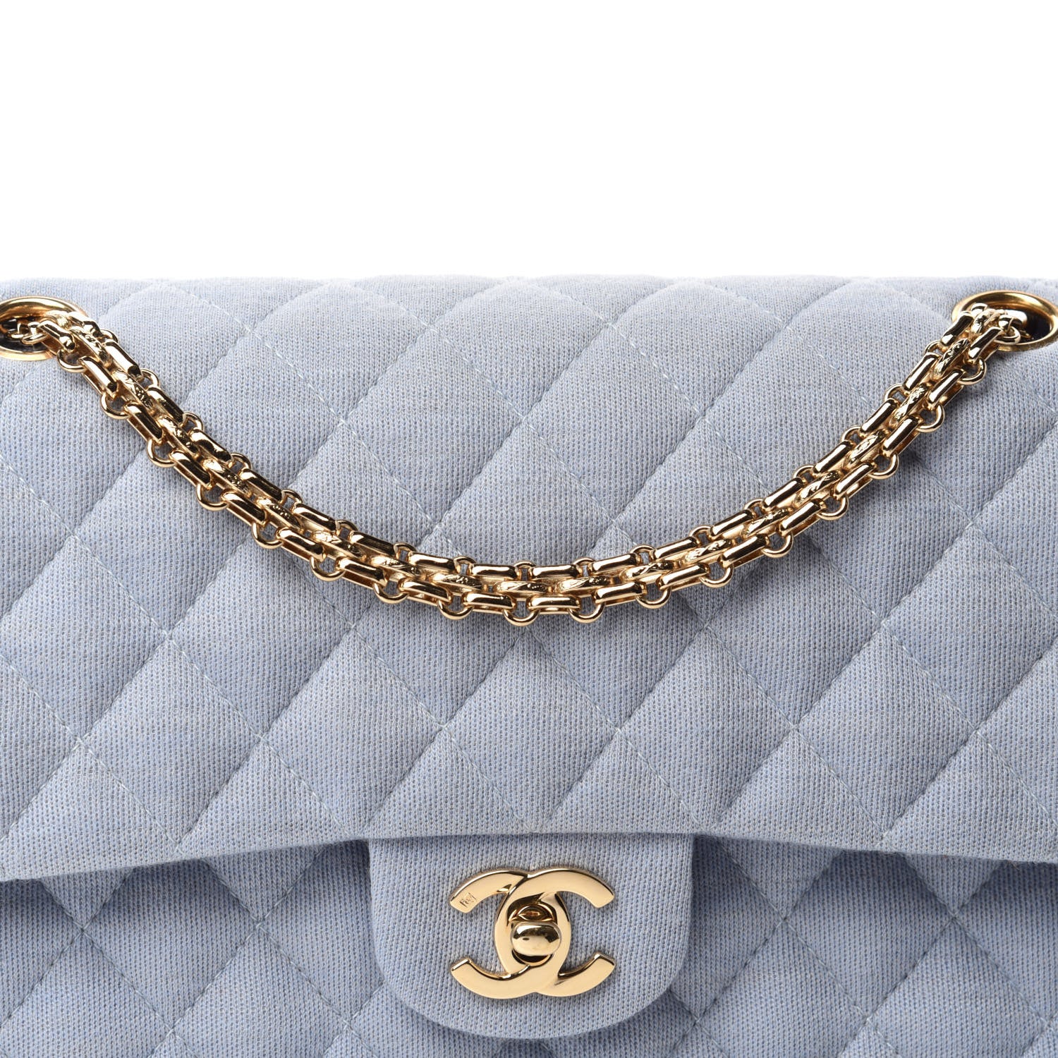 Chanel Jersey Quilted Medium Double Flap Light Blue 12 of 12