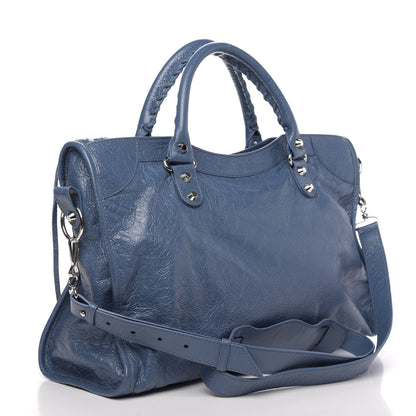 Balenciaga Agneau Classic Silver Hardware City Bleu Persan 4 of 9