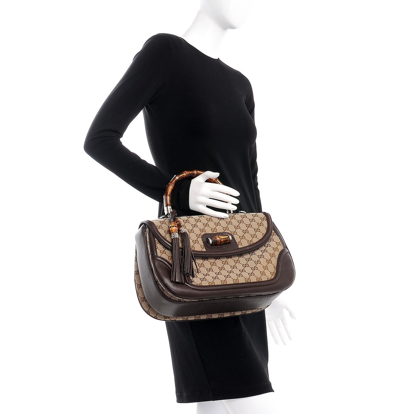 Monogram Large New Bamboo Top Handle Bag Brown