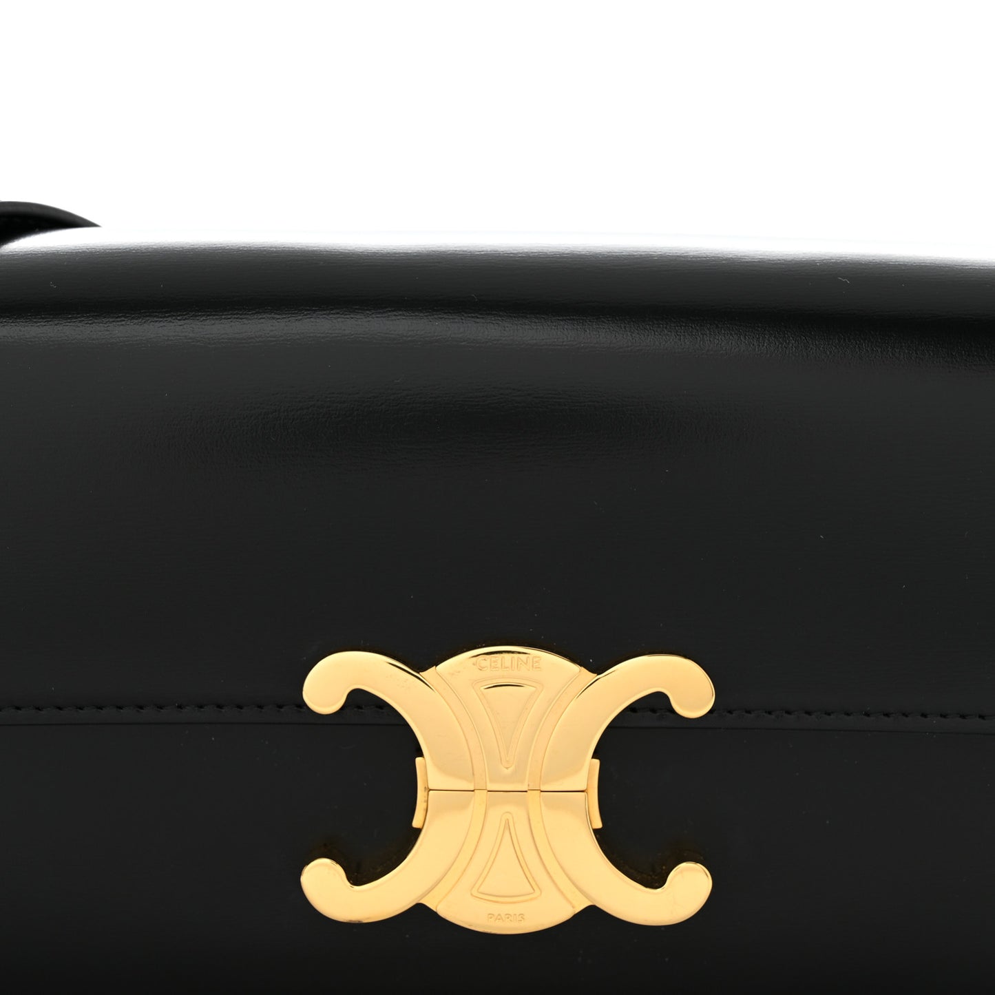 Shiny Calfskin Triomphe Shoulder Bag Black
