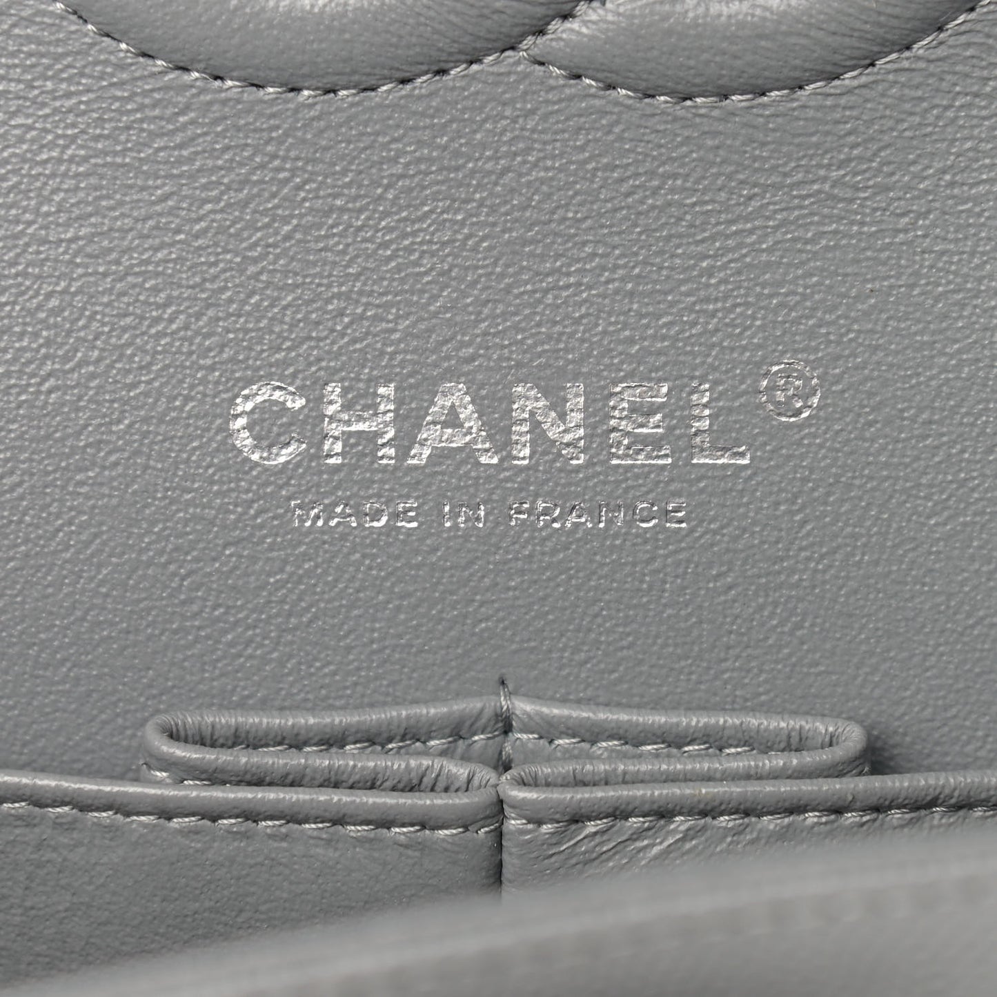 Caviar Quilted Medium Double Flap Grey