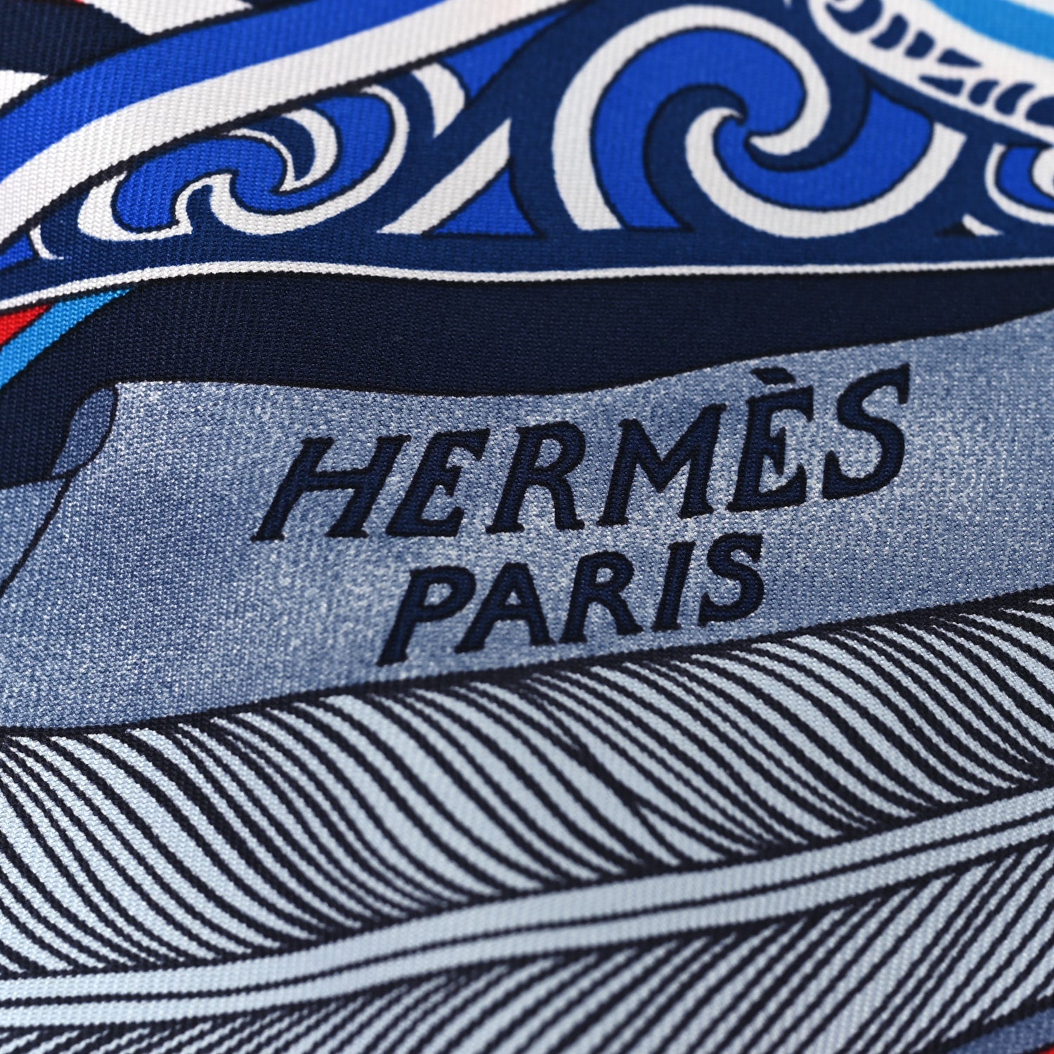 Hermes Silk Kawa Ora Scarf 90 Bleu Rouge White 4 of 4