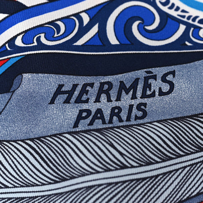 Hermes Silk Kawa Ora Scarf 90 Bleu Rouge White 4 of 4