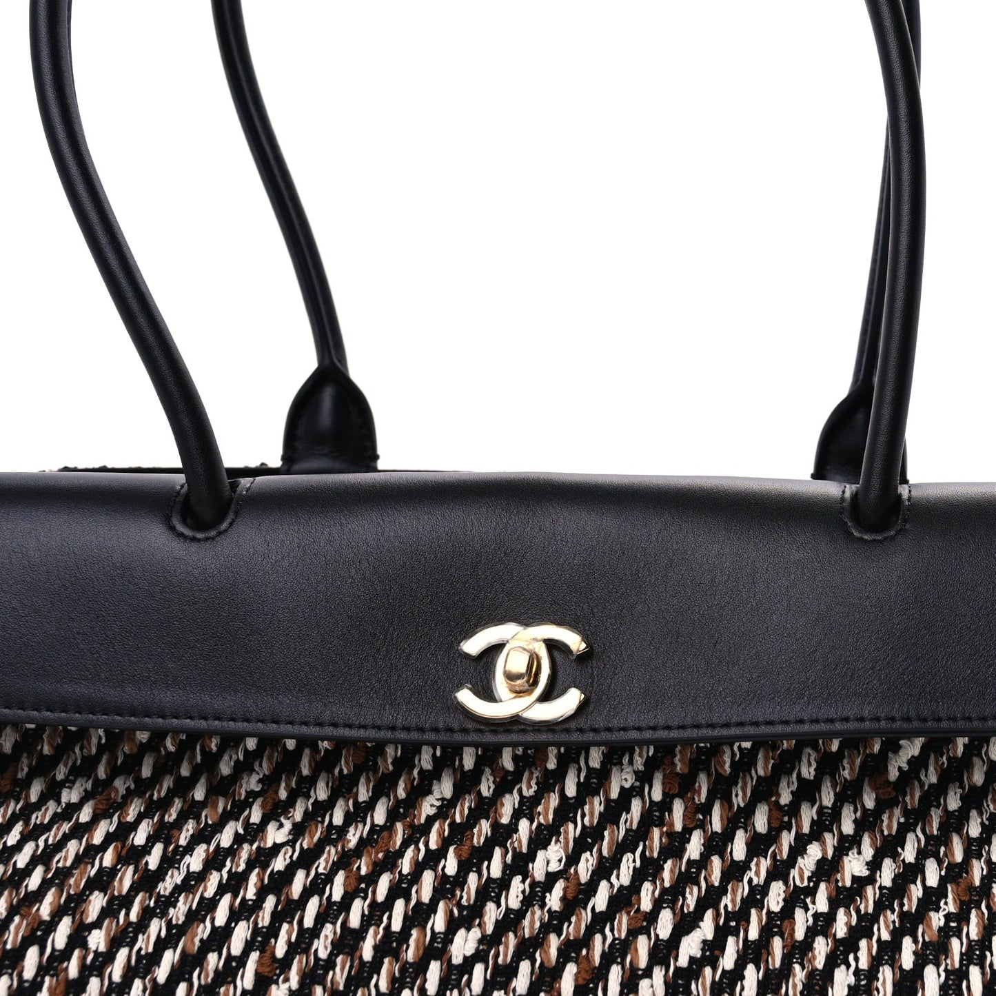 Calfskin Tweed Urban Essentials Small Shopping Bag Black