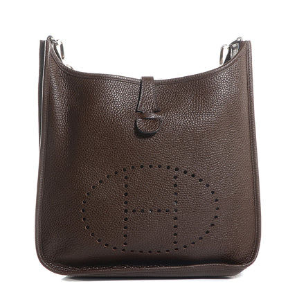 Hermes Taurillon Clemence Evelyne III PM Chocolate 1 of 15